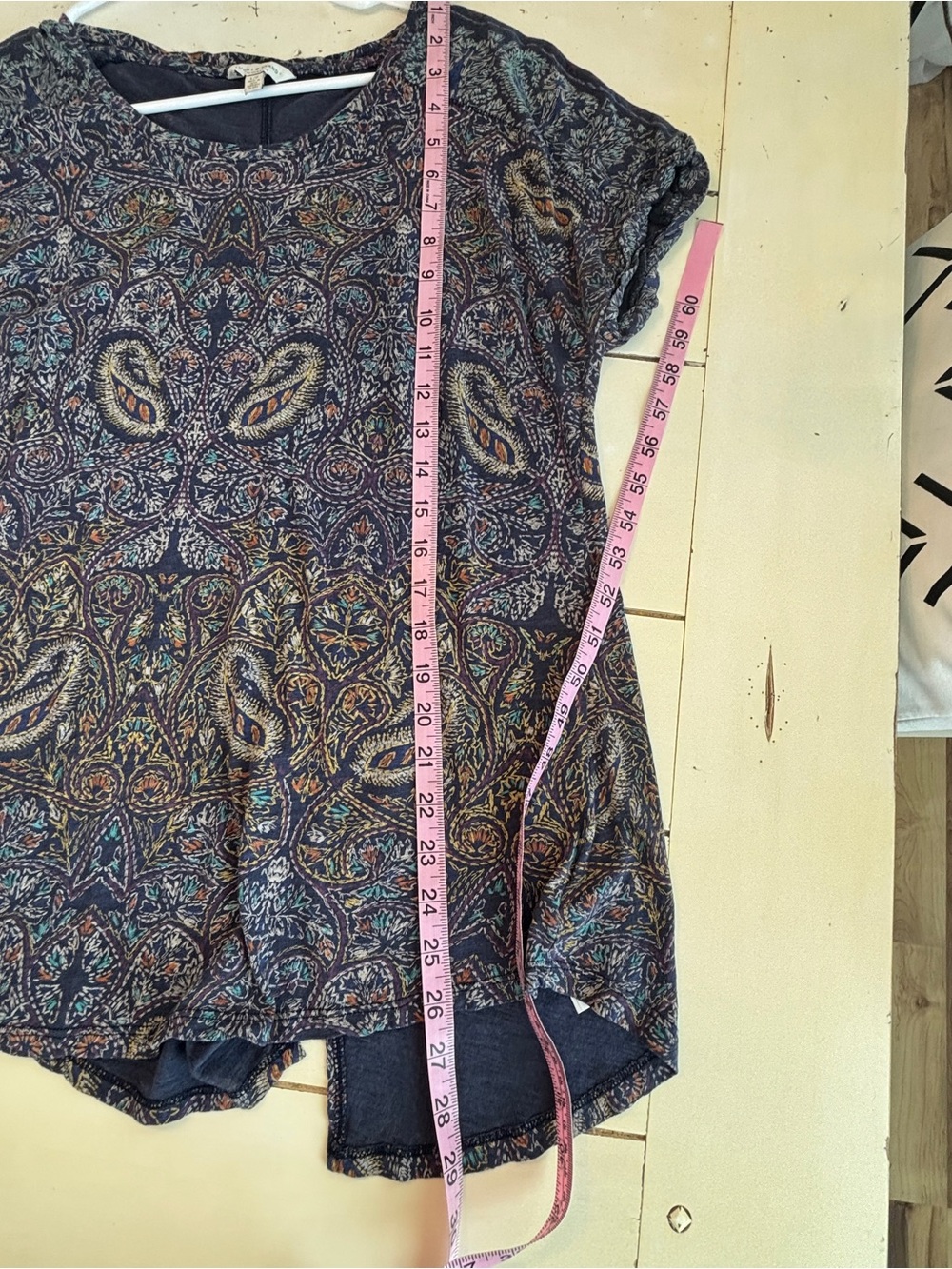 LUCKY BRAND Paisley Knit Top Women’s Large Multicolor Boho Festival Split Back - Picture 5 of 6